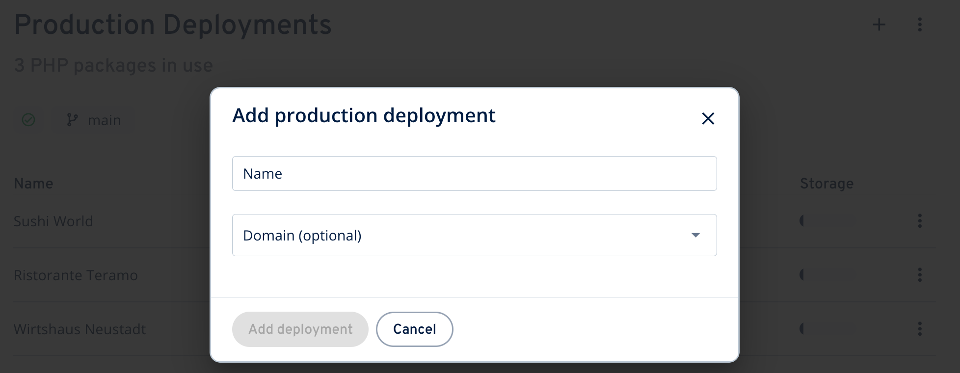 Adding a production deployment